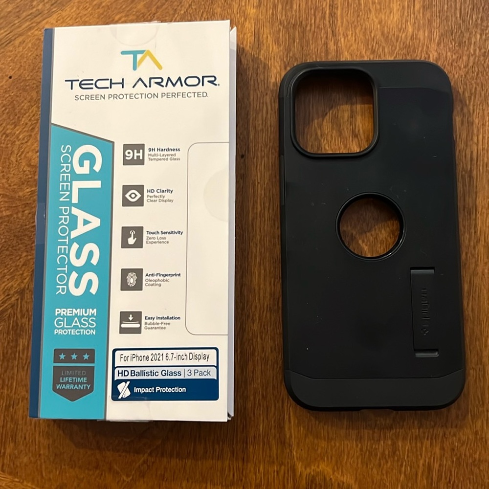 Spigen Tough Armor iPhone 14 Pro Max Case & 1 TA Premium Glass Screen Protector